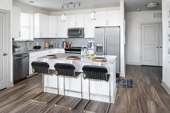 Custom-built white cabinetry